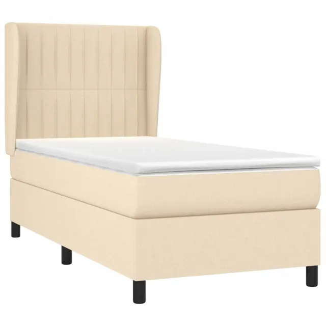 Sommier à lattes de lit avec matelas Crème 90x200 cm Tissu