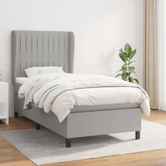 Sommier à lattes de lit avec matelas Gris clair 100x200cm Tissu