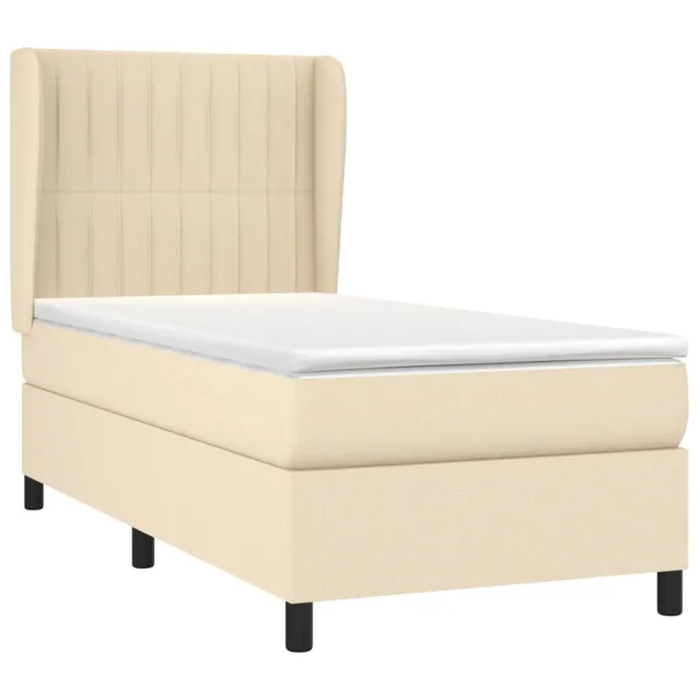 Sommier à lattes de lit avec matelas Crème 100x200 cm Tissu