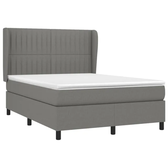 Sommier à lattes de lit avec matelas Gris foncé 140x200cm Tissu
