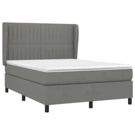 Sommier à lattes de lit avec matelas Gris foncé 140x200cm Tissu