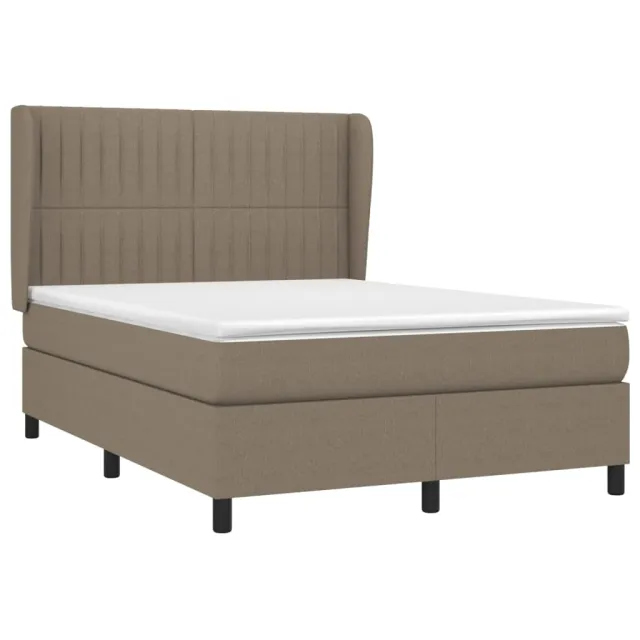 Sommier à lattes de lit avec matelas Taupe 140x200 cm Tissu