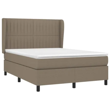 Sommier à lattes de lit avec matelas Taupe 140x200 cm Tissu