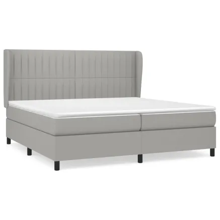 Sommier à lattes de lit avec matelas Gris clair 200x200cm Tissu 2