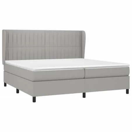 Sommier à lattes de lit avec matelas Gris clair 200x200cm Tissu