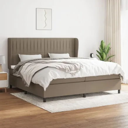 Sommier à lattes de lit avec matelas Taupe 200x200 cm Tissu