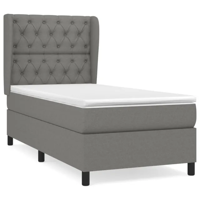 Sommier à lattes de lit avec matelas Gris foncé 80x200 cm Tissu