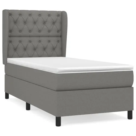Sommier à lattes de lit avec matelas Gris foncé 80x200 cm Tissu