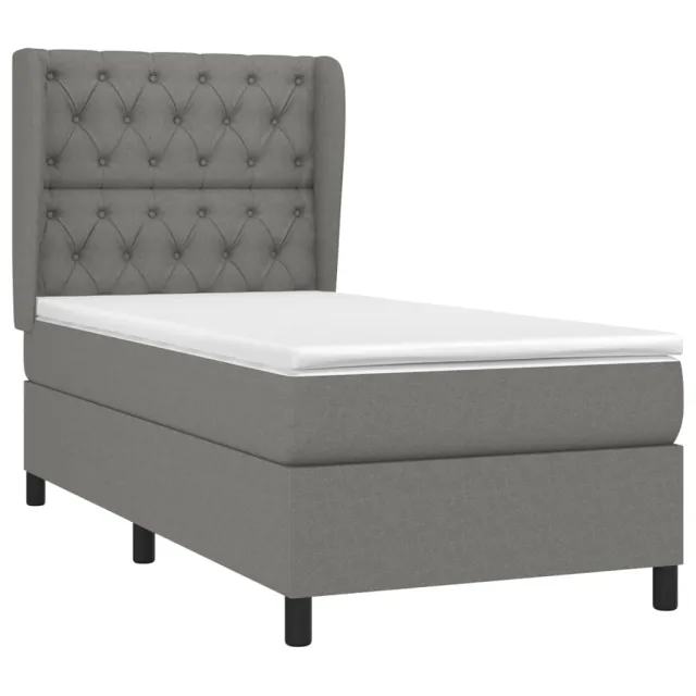 Sommier à lattes de lit avec matelas Gris foncé 80x200 cm Tissu