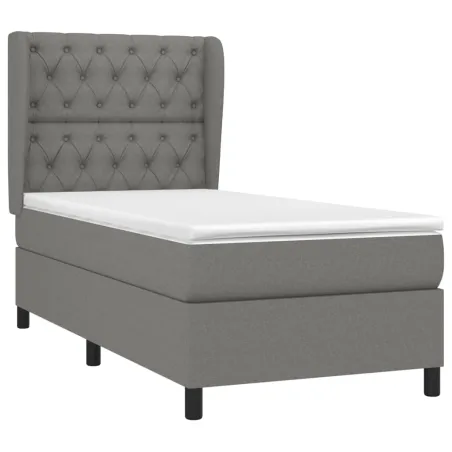 Sommier à lattes de lit avec matelas Gris foncé 80x200 cm Tissu