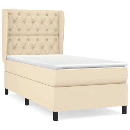 Sommier à lattes de lit avec matelas Crème 80x200 cm Tissu 2