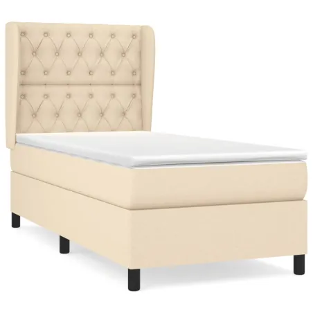 Sommier à lattes de lit avec matelas Crème 80x200 cm Tissu