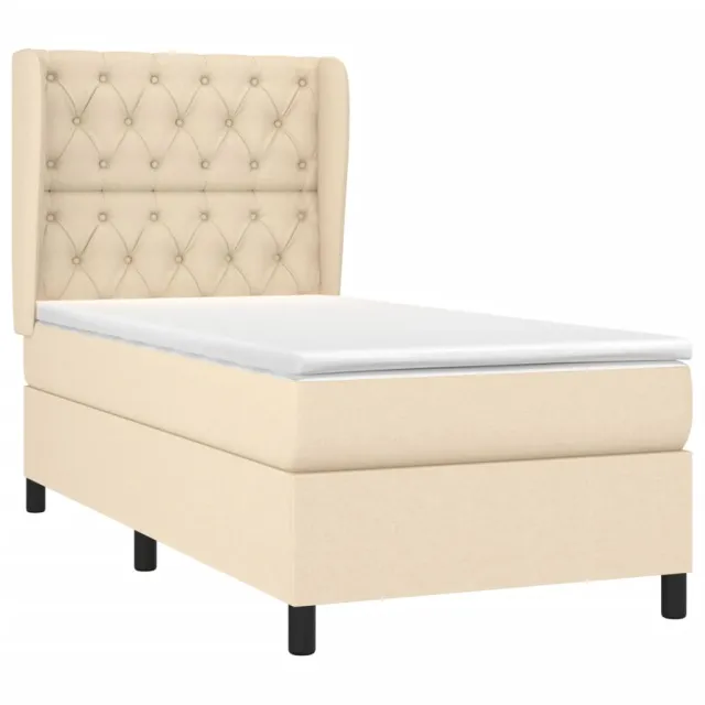 Sommier à lattes de lit avec matelas Crème 80x200 cm Tissu