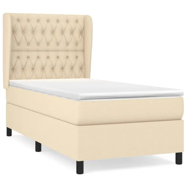 Sommier à lattes de lit avec matelas Crème 90x200 cm Tissu