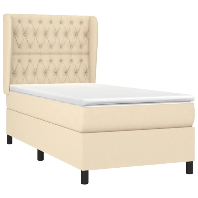 Sommier à lattes de lit avec matelas Crème 90x200 cm Tissu