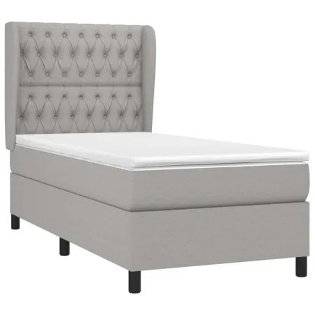 Sommier à lattes de lit avec matelas Gris clair 100x200cm Tissu