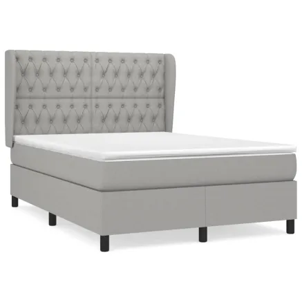 Sommier à lattes de lit avec matelas Gris clair 140x190cm Tissu 2