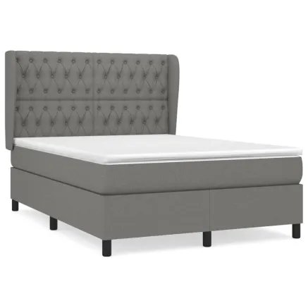 Sommier à lattes de lit avec matelas Gris foncé 140x190cm Tissu 2