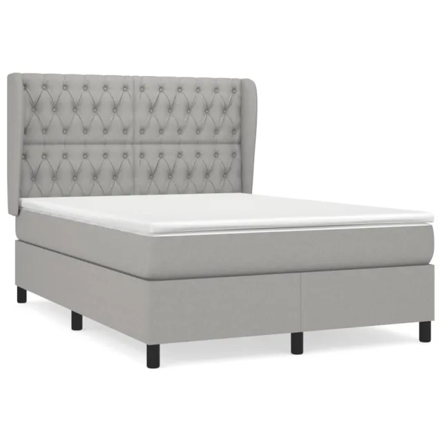 Sommier à lattes de lit avec matelas Gris clair 140x200cm Tissu