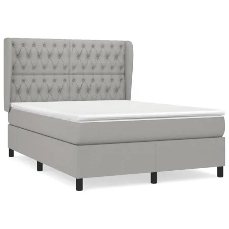 Sommier à lattes de lit avec matelas Gris clair 140x200cm Tissu
