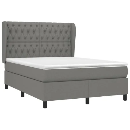 Sommier à lattes de lit avec matelas Gris foncé 140x200cm Tissu