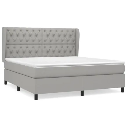 Sommier à lattes de lit avec matelas Gris clair 160x200cm Tissu 2