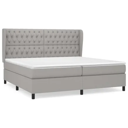 Sommier à lattes de lit avec matelas Gris clair 200x200cm Tissu 2