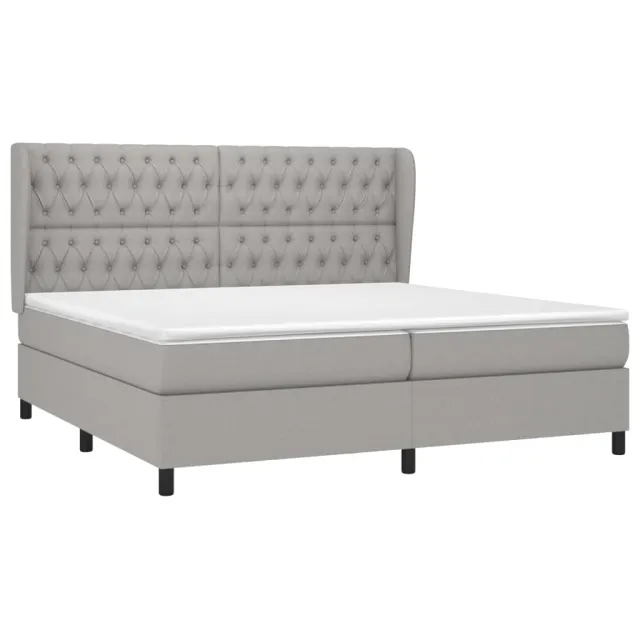 Sommier à lattes de lit avec matelas Gris clair 200x200cm Tissu