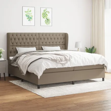 Sommier à lattes de lit avec matelas Taupe 200x200 cm Tissu