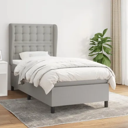 Sommier à lattes de lit avec matelas Gris clair 80x200 cm Tissu