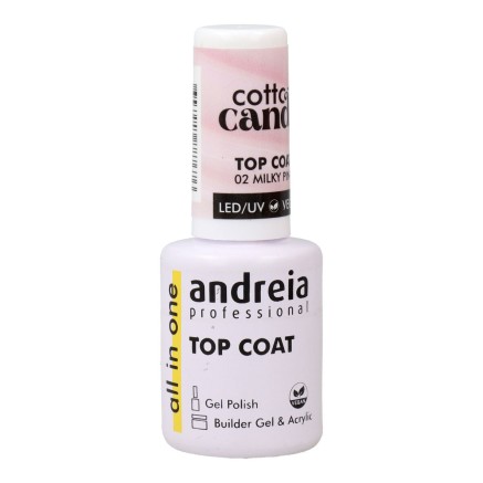Fijador de Esmalte de Uñas Andreia Cotton Candy Top Coat Nº 02 Milky