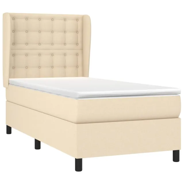 Sommier à lattes de lit avec matelas Crème 80x200 cm Tissu