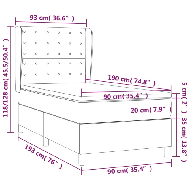Sommier à lattes de lit avec matelas Taupe 90x190 cm Tissu