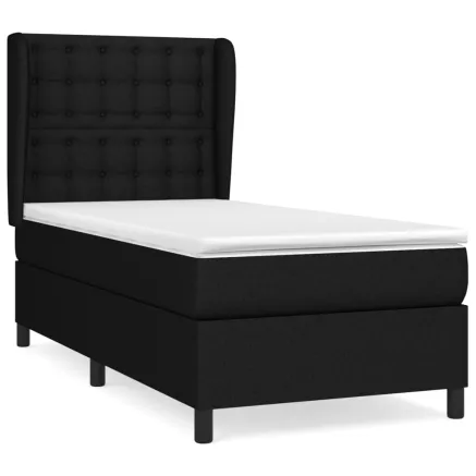 Sommier à lattes de lit avec matelas Noir 90x200 cm Tissu 2