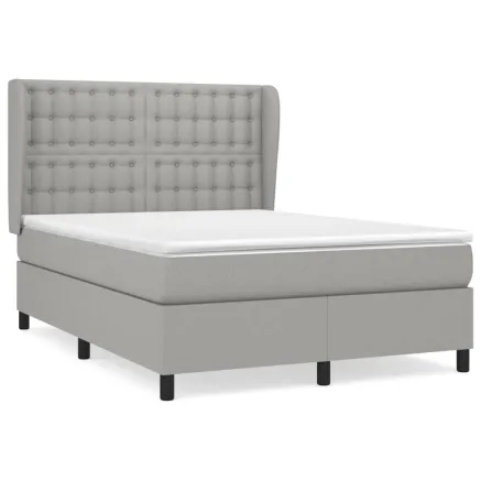 Sommier à lattes de lit avec matelas Gris clair 140x190cm Tissu 2