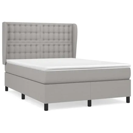 Sommier à lattes de lit avec matelas Gris clair 140x200cm Tissu 2