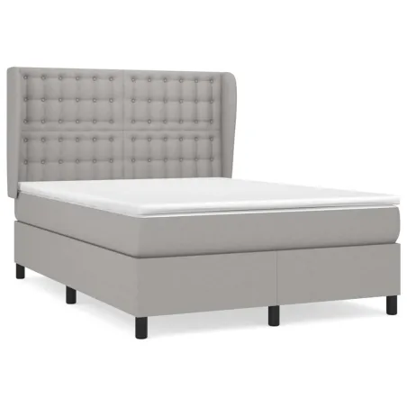 Sommier à lattes de lit avec matelas Gris clair 140x200cm Tissu