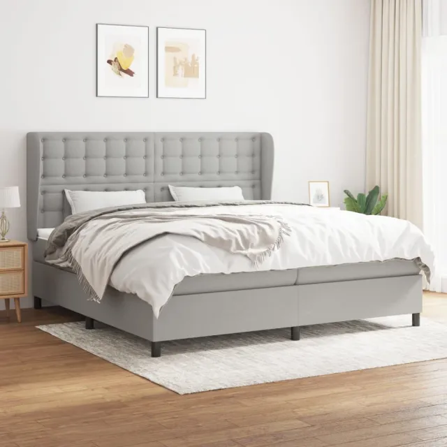 Sommier à lattes de lit avec matelas Gris clair 200x200cm Tissu