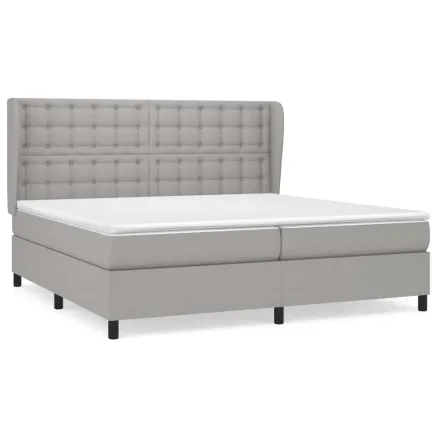 Sommier à lattes de lit avec matelas Gris clair 200x200cm Tissu 2