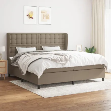 Sommier à lattes de lit avec matelas Taupe 200x200 cm Tissu