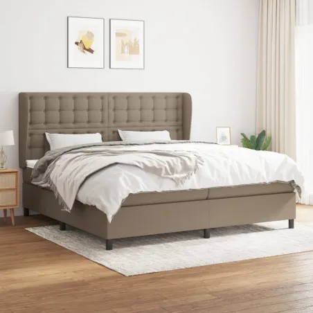Sommier à lattes de lit avec matelas Taupe 200x200 cm Tissu