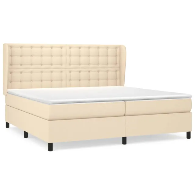Sommier à lattes de lit avec matelas Crème 200x200 cm Tissu