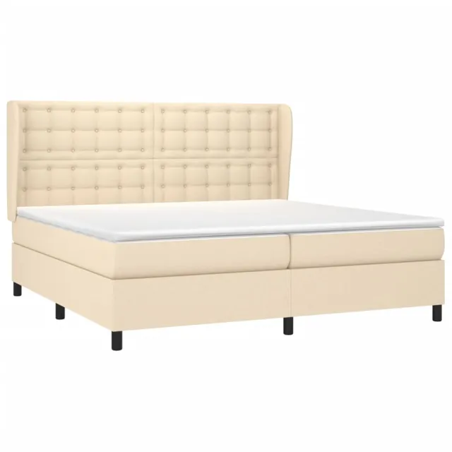 Sommier à lattes de lit avec matelas Crème 200x200 cm Tissu