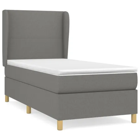 Sommier à lattes de lit avec matelas Gris foncé 80x200 cm Tissu