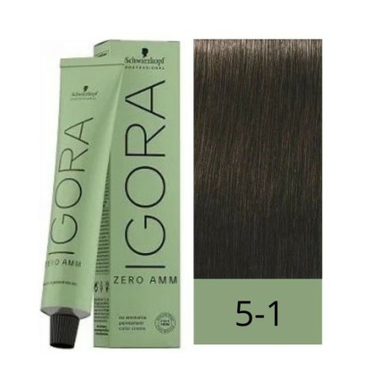Teinture permanente Schwarzkopf Igora Zero Amm Nº 5-1 Châtain Clair