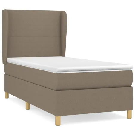 Sommier à lattes de lit avec matelas Taupe 90x190 cm Tissu
