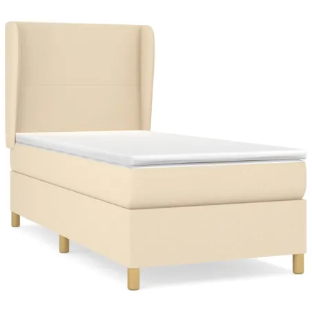 Sommier à lattes de lit avec matelas Crème 100x200 cm Tissu