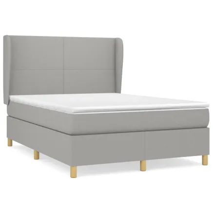 Sommier à lattes de lit avec matelas Gris clair 140x190cm Tissu 2