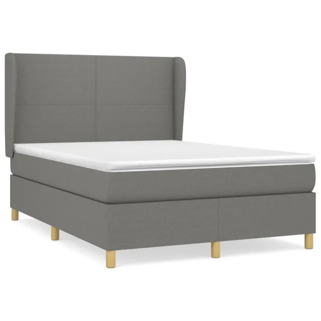 Sommier à lattes de lit avec matelas Gris foncé 140x190cm Tissu