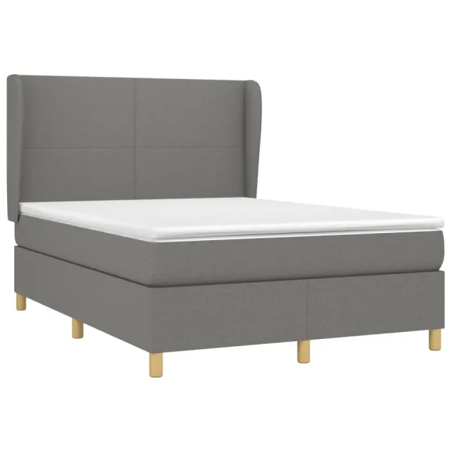 Sommier à lattes de lit avec matelas Gris foncé 140x190cm Tissu